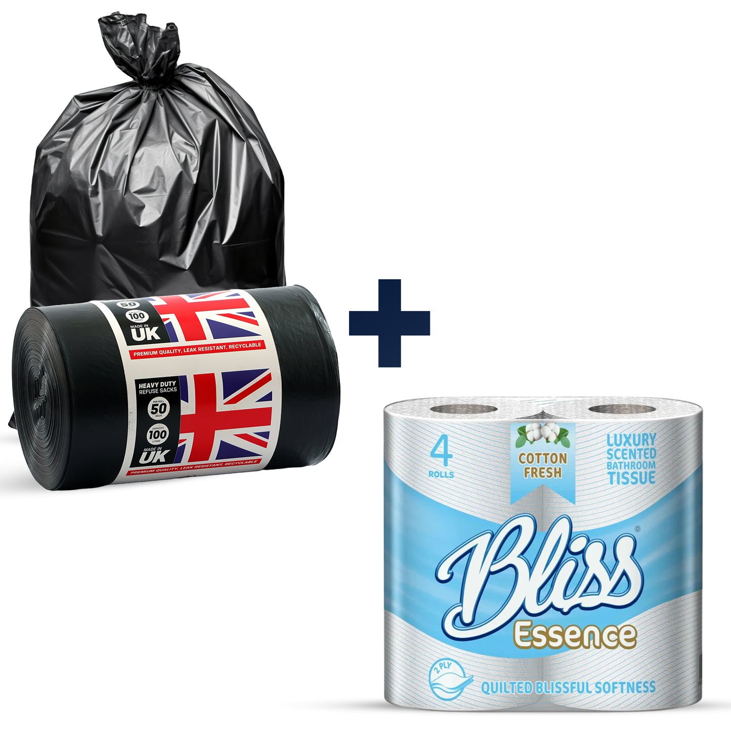 100L Bags + 4 toilet rolls
