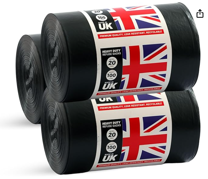 200 Refuse Sacks Heavy Duty 75 Litre Thick Rubbish Bags Super Strong Bin Liners