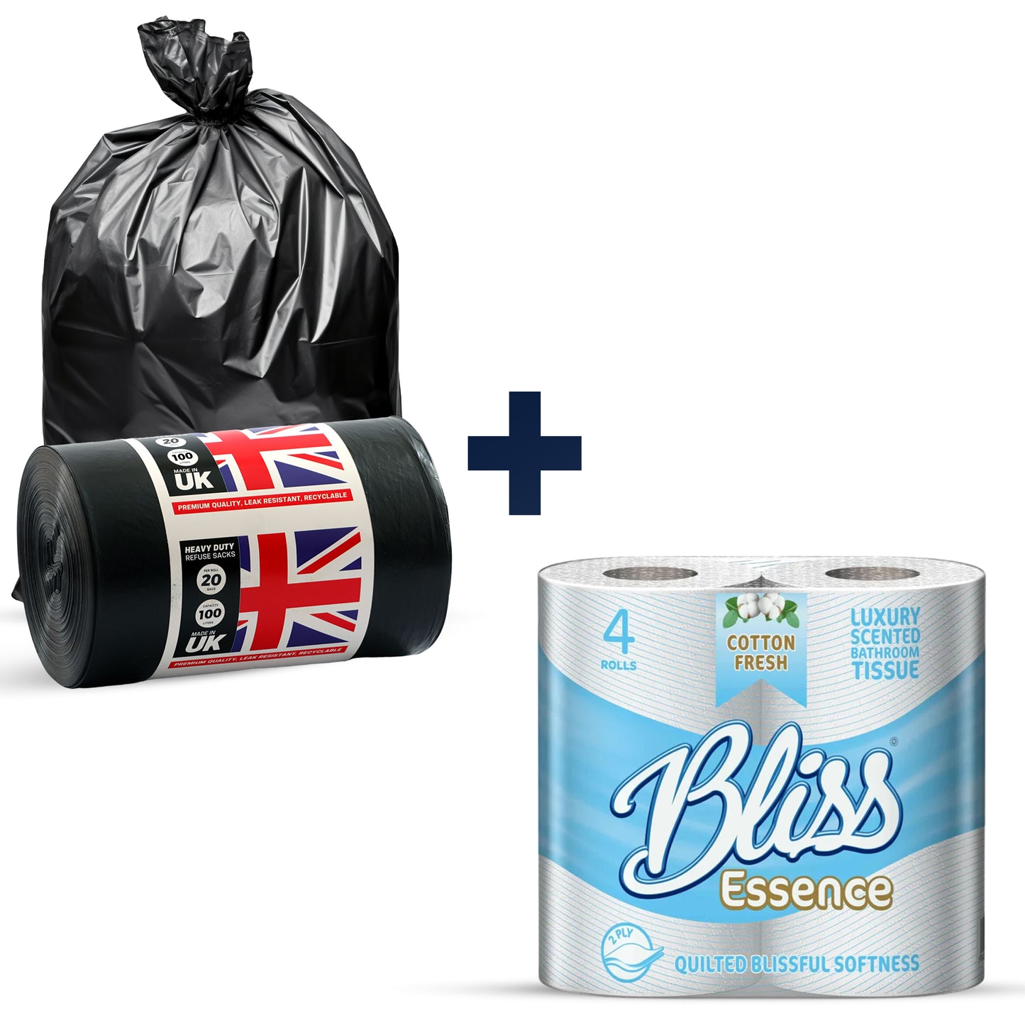 100L Bags + 4 toilet rolls