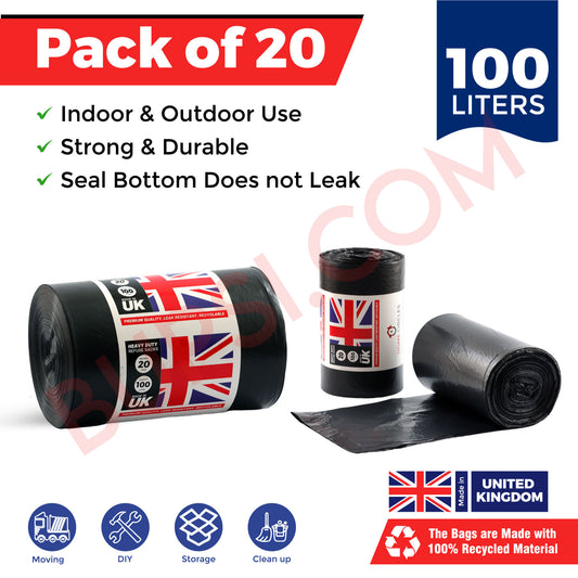 HOME CIRCLES 20 Black Bin Bags – 100L