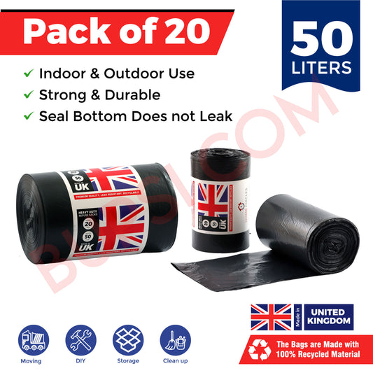 HOME CIRCLES 20 Black Bin Bags – 50L