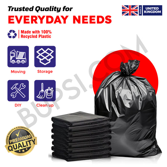 100 Pack | Extra Heavy Duty Black Compactor Sacks | 20" x 34" x 47"