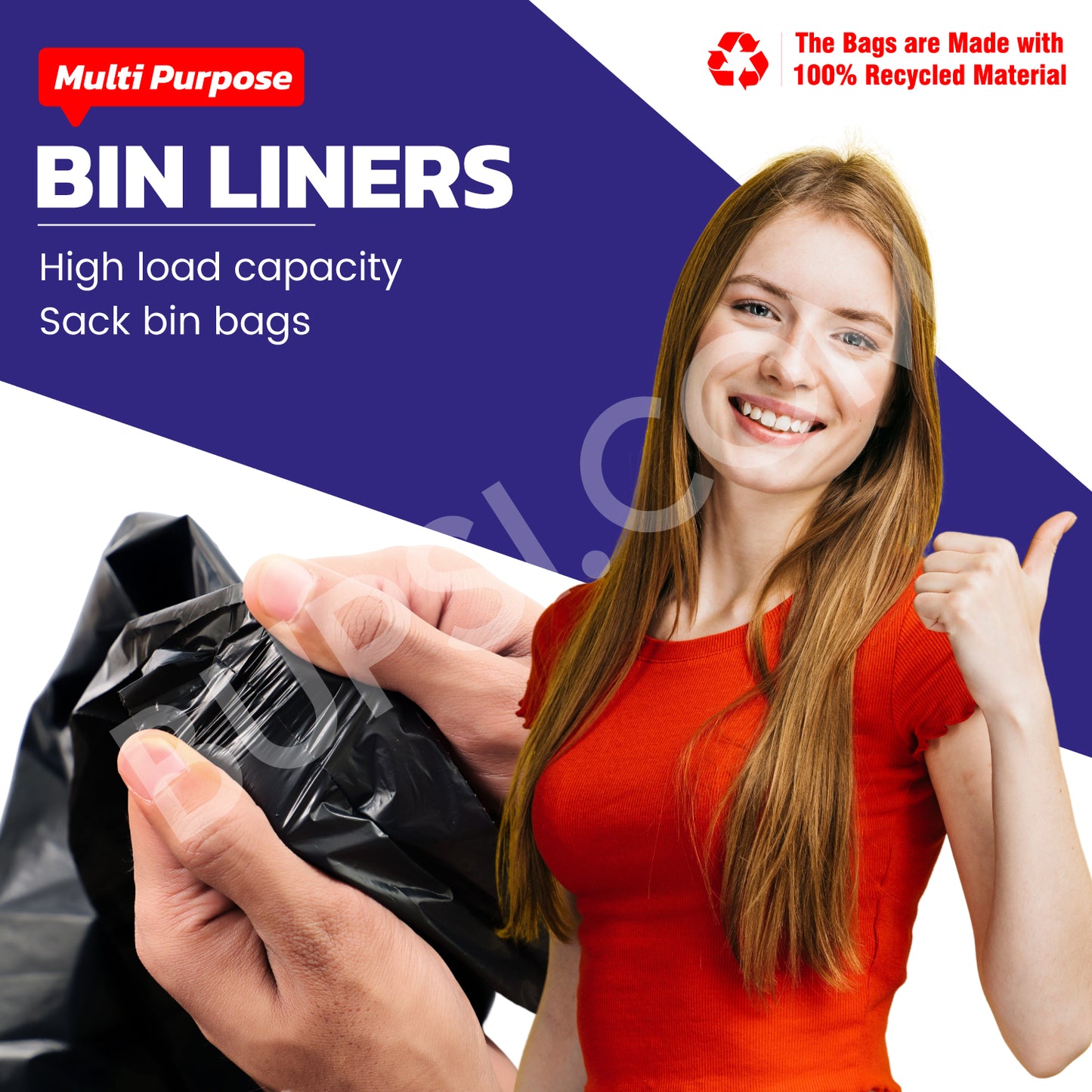 100 Pack | Extra Heavy Duty Black Compactor Sacks | 20" x 34" x 47"