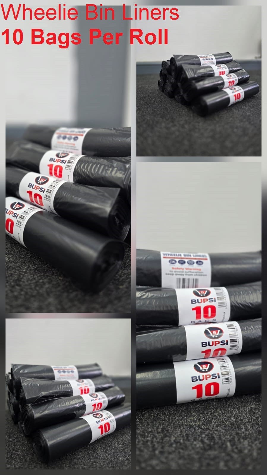 Heavy Duty Wheelie Bin Bags on a roll  Black Liners for Rubbish Refuse Waste