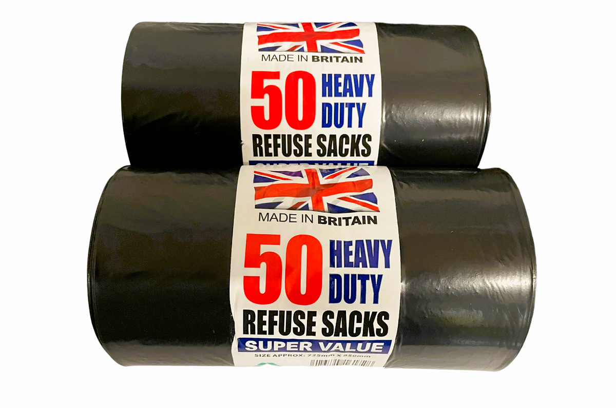 HEAVY DUTY BLACK THICK REFUSE SACKS STRONG THICK RUBBISH BAGS BIN LINERS