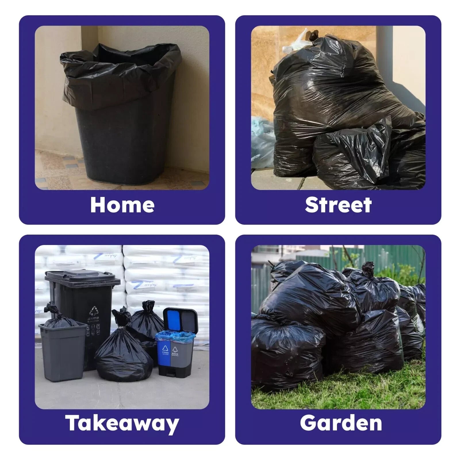 EXTRA STRONG HEAVY DUTY BLACK BIN LINERS BAGS RUBBISH WASTE REFUSE SACKS 200G UK
