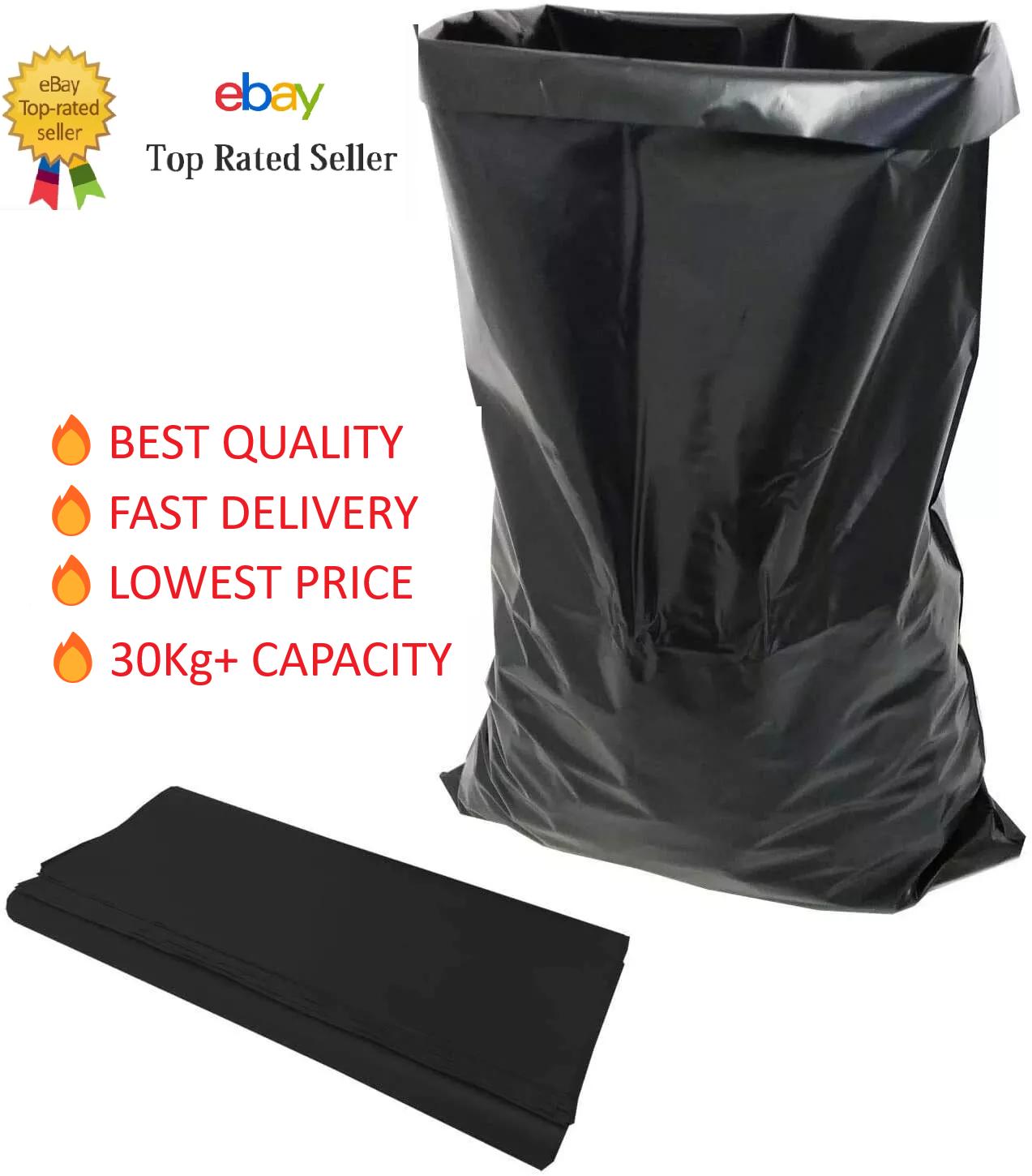 Black Rubble Sacks Builders Rubbish Waste Heavy Duty Strong Bags Bulk Large