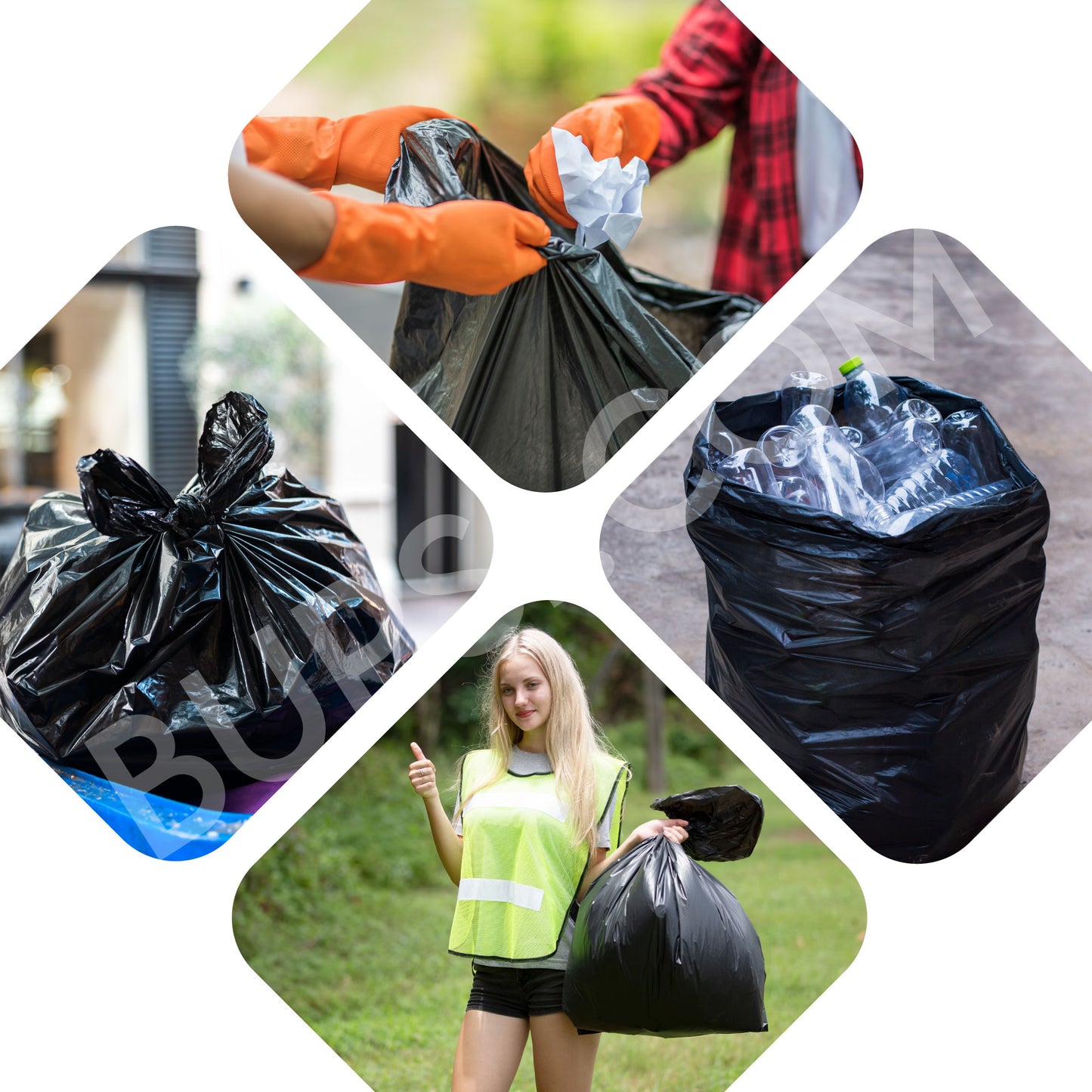 HOME CIRCLES Black Bin Bags – Pack of 50 heavy-duty 100L